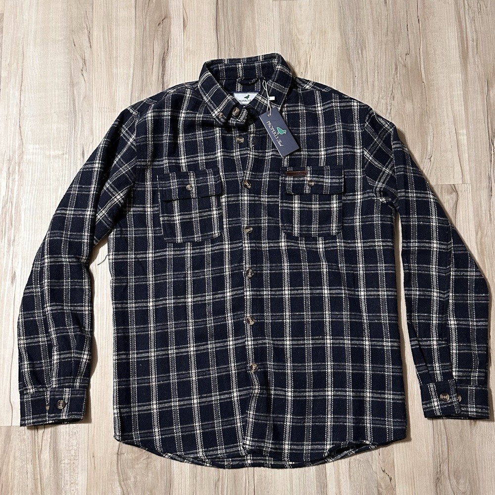 NWT Properly Tied Men's Ranch Flannel Everett Blue Sz M ~MSRP $84~ Fast Shipping